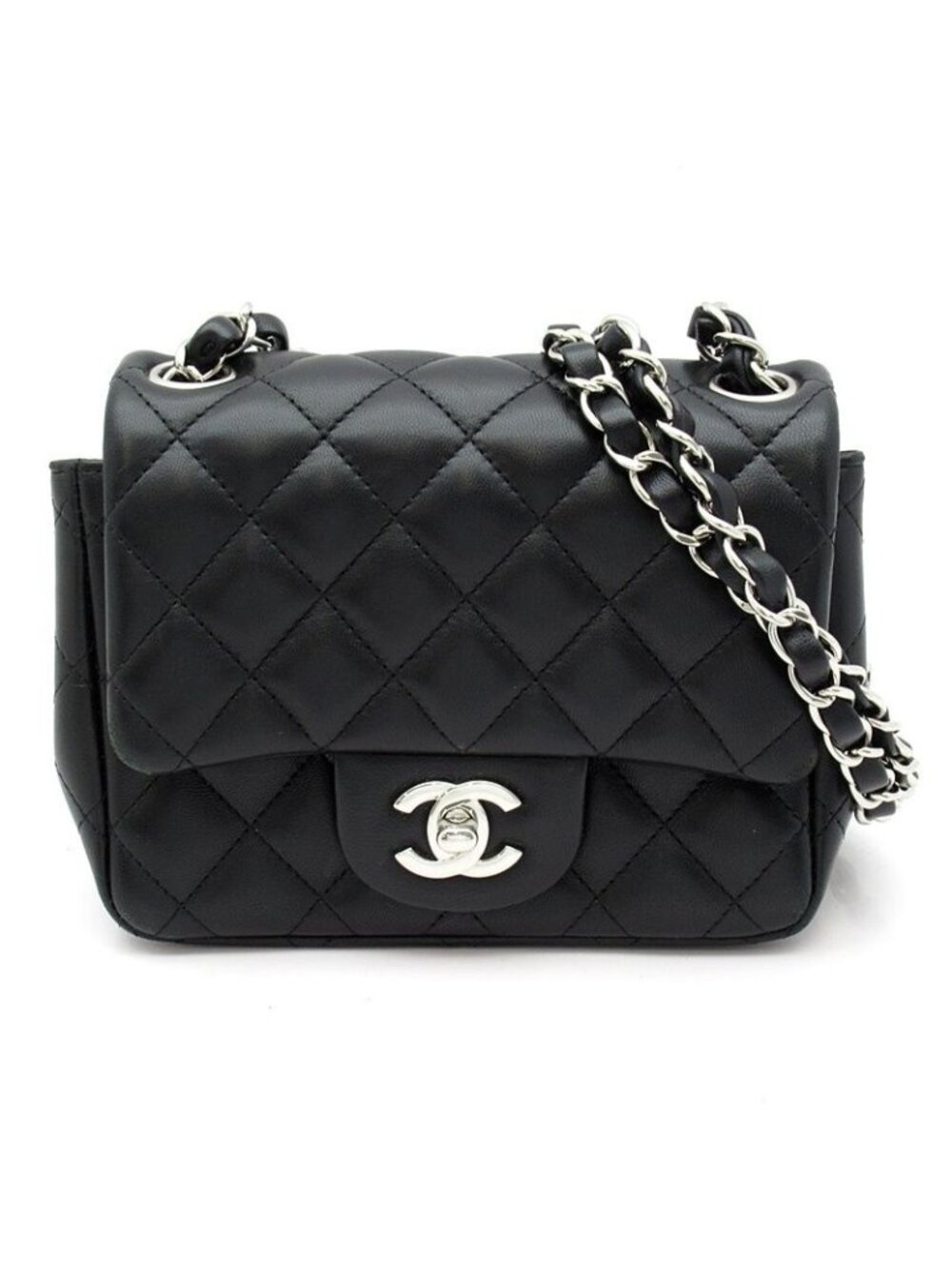 Chanel Mini Quilted Chain Shoulder Bag Lambskin Black